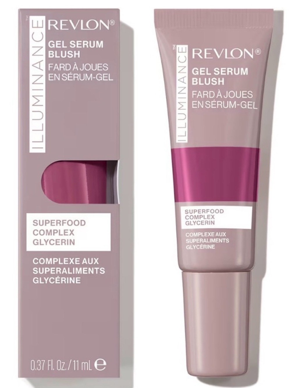Revlon ILLUMINANCE gel serum blush color 140 brilliant berry size 0.37fl oz .